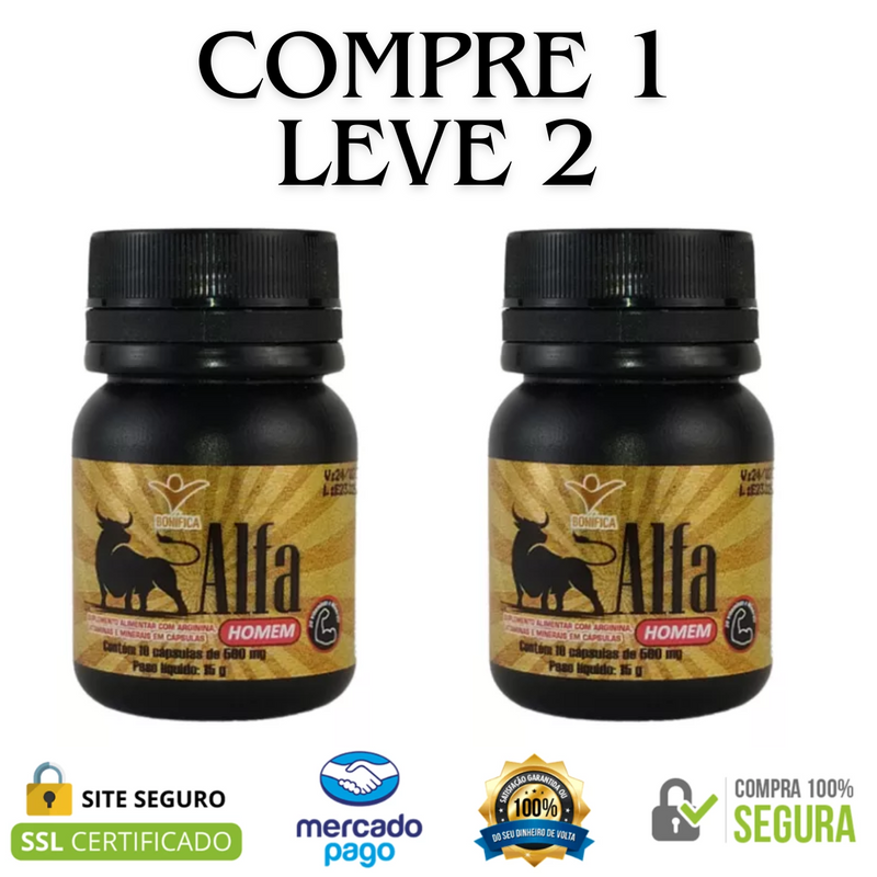 Compre 1 Leve 2 Alfa Homem - Disposição, Vigor e Aumento da Libido