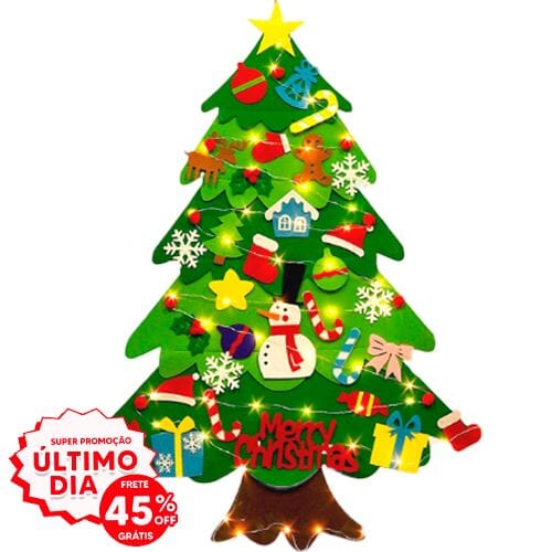 Árvore de Natal Montessori (Com 32 Enfeites) + Brinde Pisca Pisca - Oferta Somente Hoje