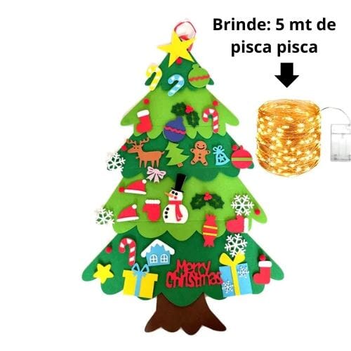 Árvore de Natal Montessori (Com 32 Enfeites) + Brinde Pisca Pisca - Oferta Somente Hoje