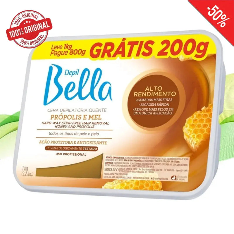 Cera Depilatória Depil Bella De Mel e Própolis 1 Kg + 2 Brindes e Frete Grátis