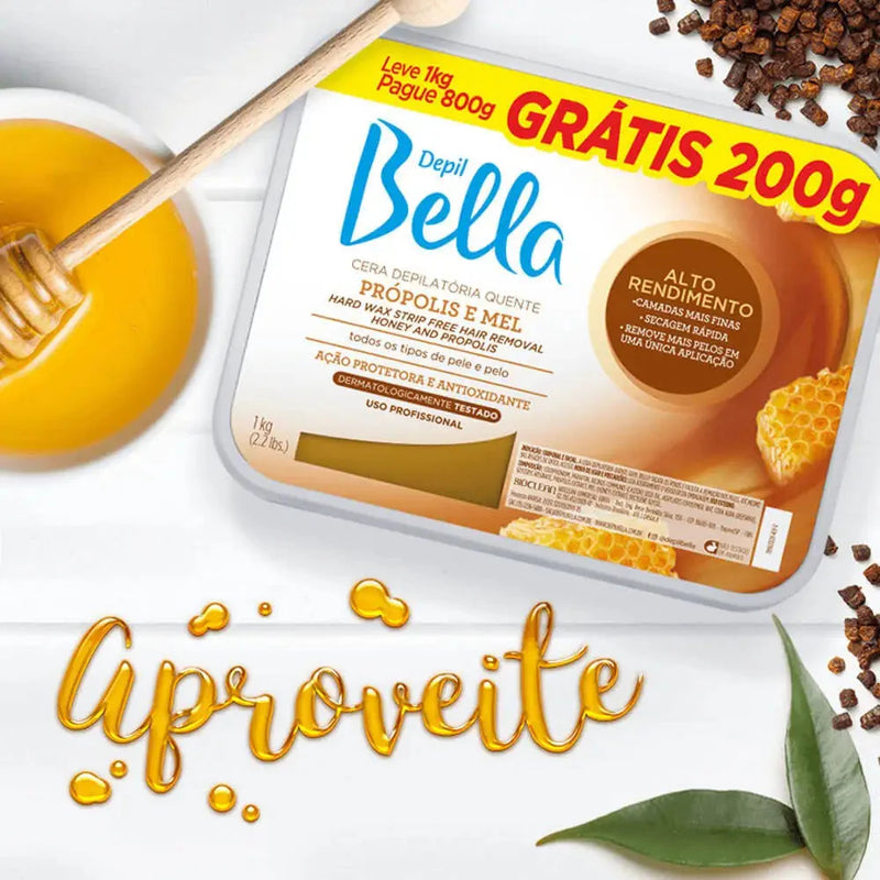 Cera Depilatória Depil Bella De Mel e Própolis 1 Kg + 2 Brindes e Frete Grátis