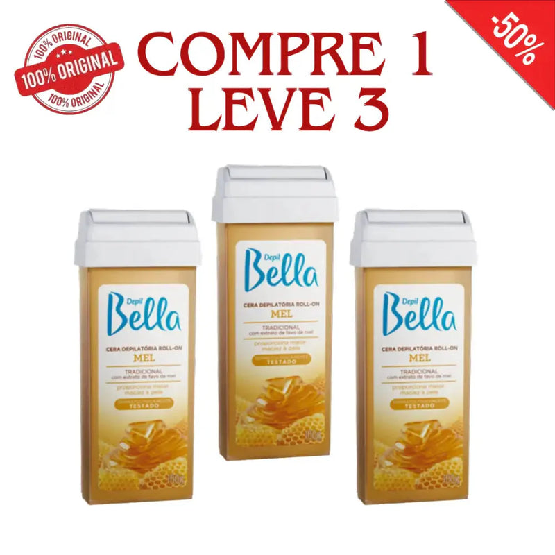 Compre 1 Leve 3 - Cera Roll On Depil Bella + 2 Brindes e Frete Grátis