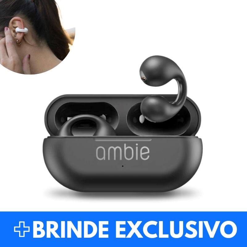 Fone de Ouvido Sem Fio por Condução Óssea - Ambie™ (+CAPINHA DE BRINDE)