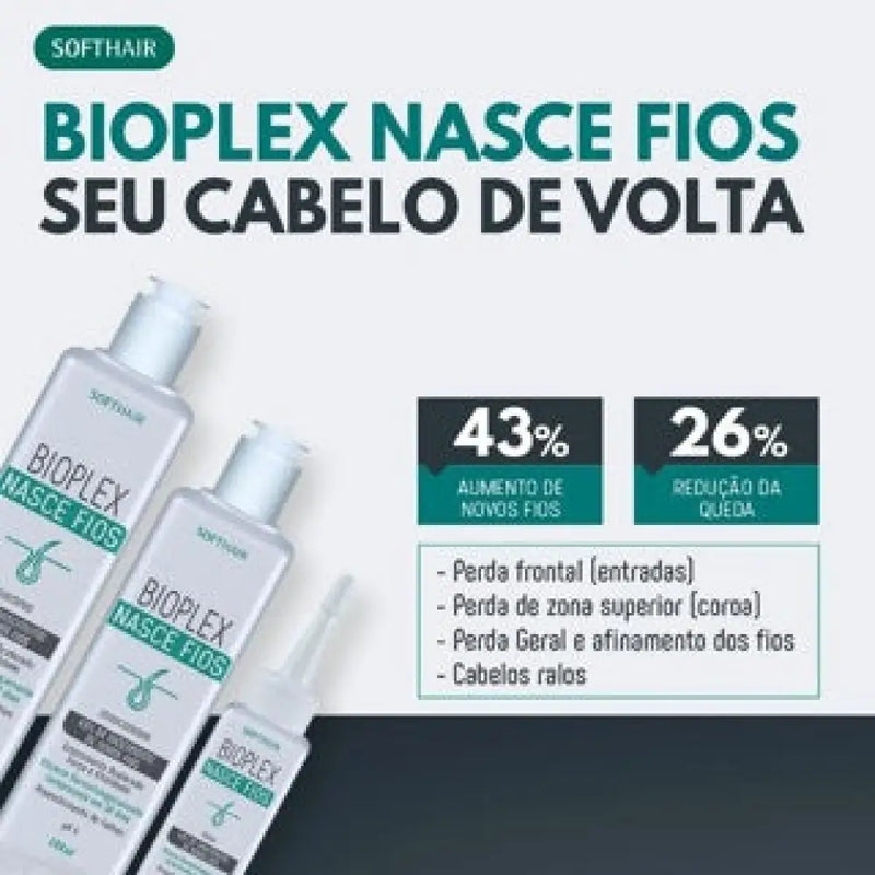 Kit Bioplex Nasce Fios e Antiqueda Tratamento Capilar (Shampoo, Condicionador e Tônico)