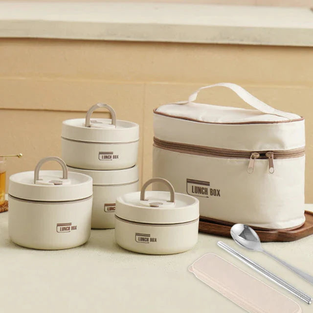 Kit Potes Térmicos Lunchbox + Lancheira e Talheres Grátis