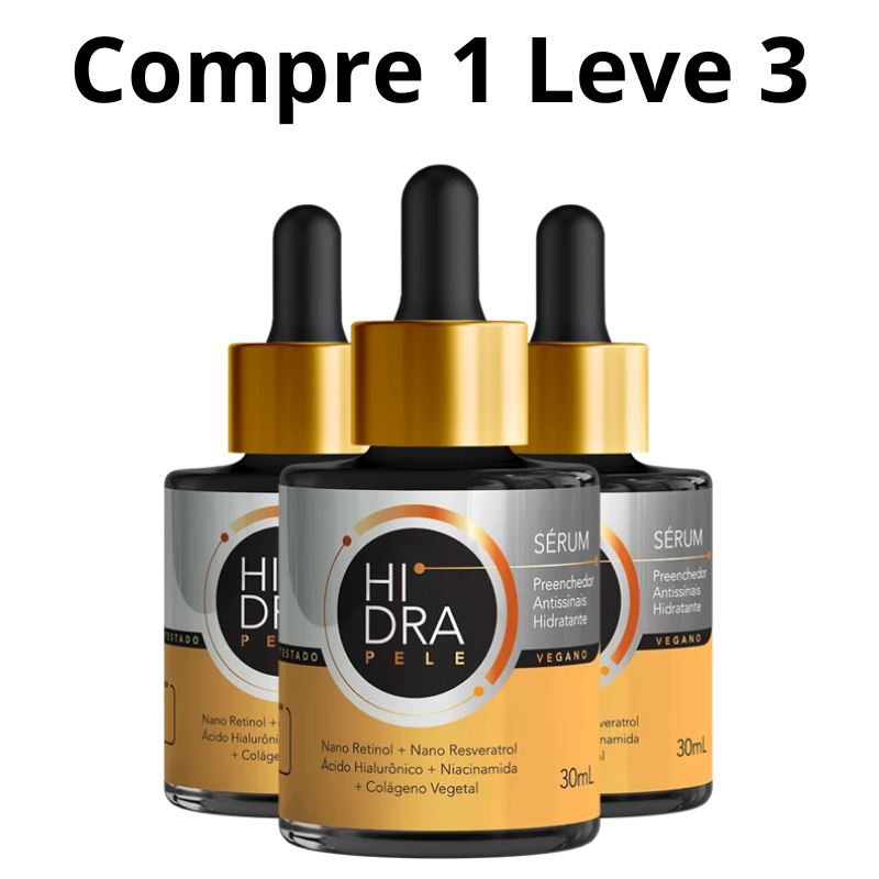 Promoção Compre 1 Leve 3 - Hidra Pele Sérum Preenchedor Facial 30ml + Brinde