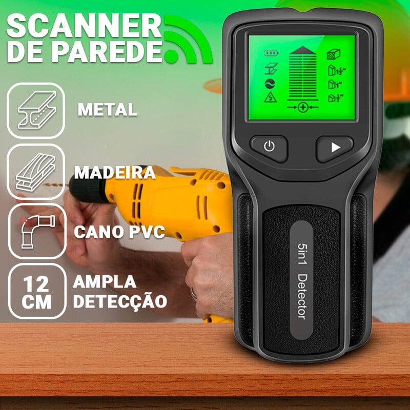 Scanner Profissional de Parede 5 Em 1 - Para Metais Cano PVC Madeira e Fiação