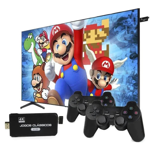 Video Game Stick Retrô 4K - 10.000 Jogos + 2 Controles