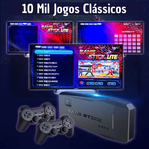 Video Game Stick Retrô 4K - 10.000 Jogos + 2 Controles